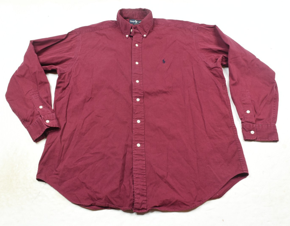 Vintage Ralph Lauren BLAKE Shirt Mens Large Maroon Long Sleeve Button-Down